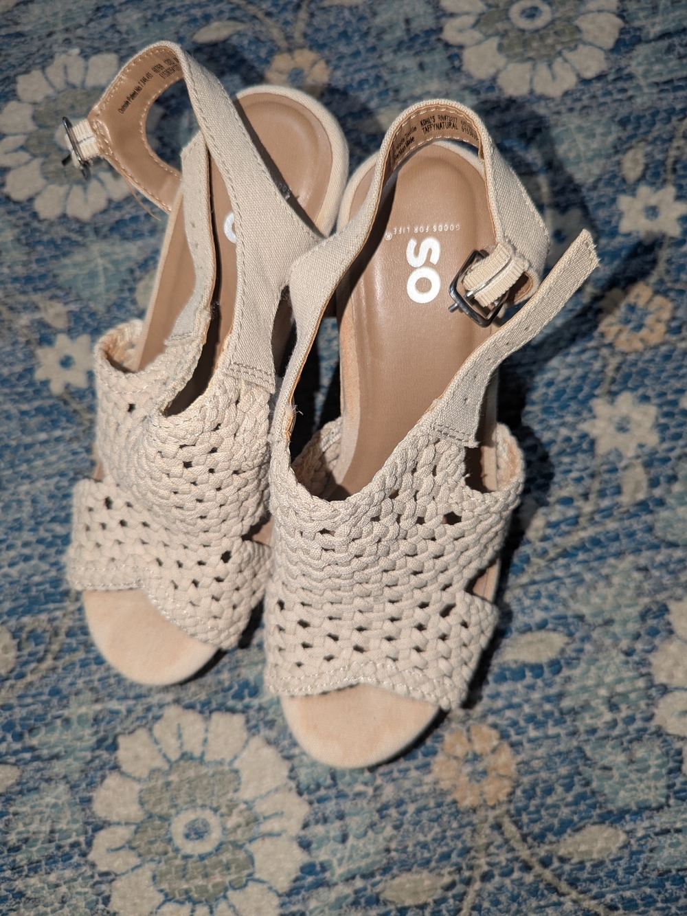 SO Cream Crochet Slingback Sandals